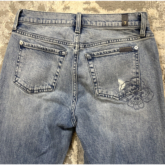 7FAM 7 for all Mankind Womens 25 Floral Embroidered Josefina Jeans - Picture 8 of 14